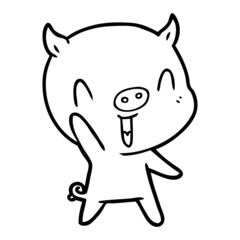 happy cartoon pig