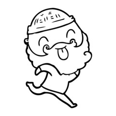 running man with beard sticking out tongue