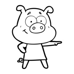 happy cartoon pig
