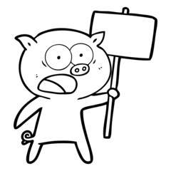 cartoon pig protesting