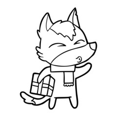 cartoon christmas wolf whistling