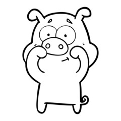 happy cartoon pig