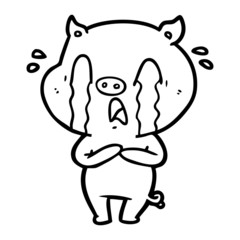 crying pig cartoon