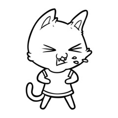 Fototapeta premium cartoon cat hissing