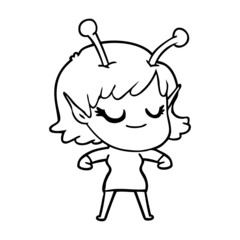 smiling alien girl cartoon