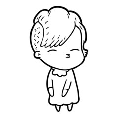 cartoon squinting girl