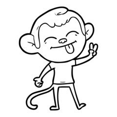 funny cartoon monkey making peace sign