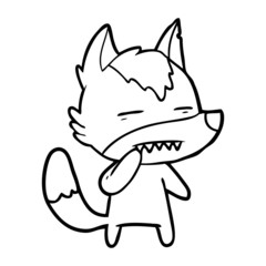 unsure wolf showing teeth