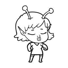 cute alien girl cartoon
