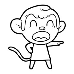 shouting cartoon monkey pointing