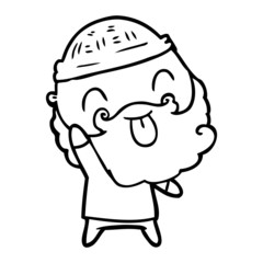 man with beard sticking out tongue
