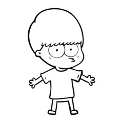 nervous cartoon boy