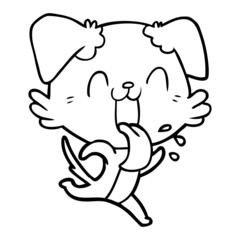 cartoon panting dog running