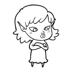 pretty cartoon elf girl