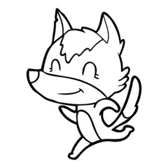 friendly cartoon wolf running