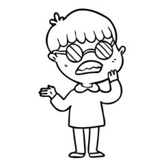 cartoon confused boy wearing spectacles