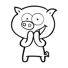 cheerful pig cartoon