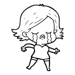 cartoon girl crying and pointing