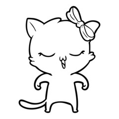 cartoon cat with bow on head