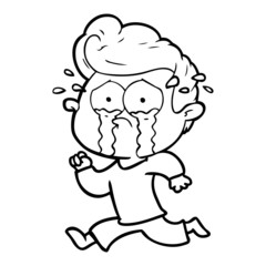 cartoon crying man running