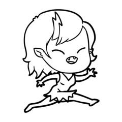 cartoon laughing vampire girl running