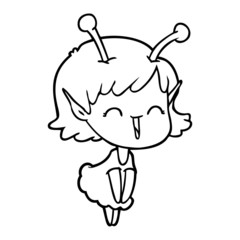 cartoon alien girl laughing