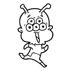 happy cartoon alien running