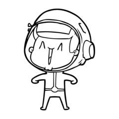 happy cartoon astronaut