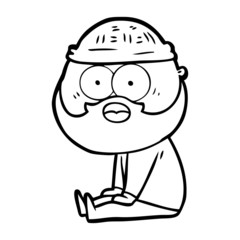 cartoon bearded man sitting