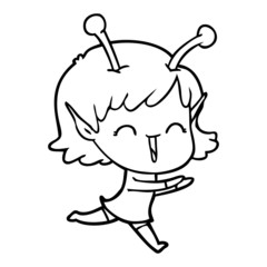 cartoon alien girl laughing