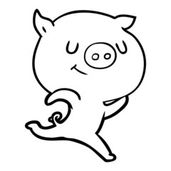 happy cartoon pig running
