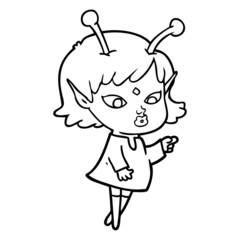 pretty cartoon alien girl