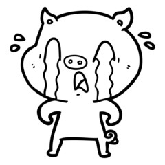 crying pig cartoon