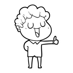 laughing cartoon man giving thumbs up sign