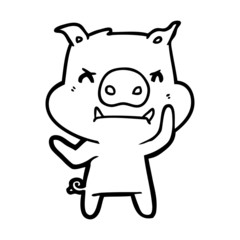 angry cartoon pig