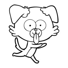 cartoon running dog with tongue sticking out