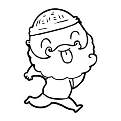 running man with beard sticking out tongue