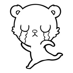 Fototapeta premium crying cartoon bear running away