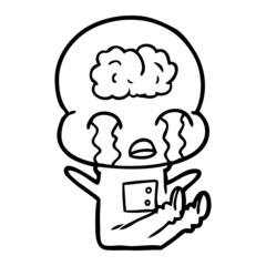 cartoon big brain alien crying