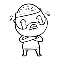 cartoon bearded man crying