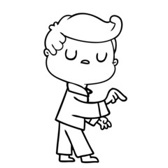 cartoon aloof man pointing finger