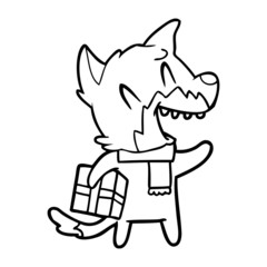 laughing christmas fox cartoon