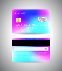 credit cards set with holographic effect