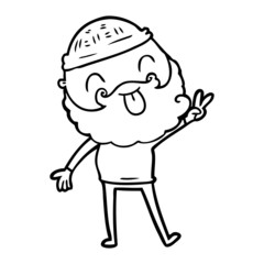 man with beard giving peace sign