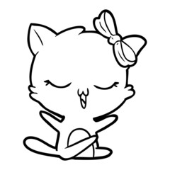 cartoon cat with bow on head
