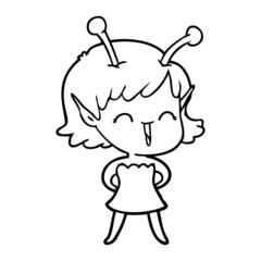 cartoon alien girl laughing