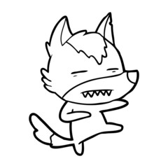 cartoon wolf kicking