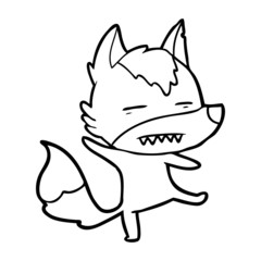 cartoon wolf showing teeth