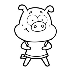 happy cartoon pig