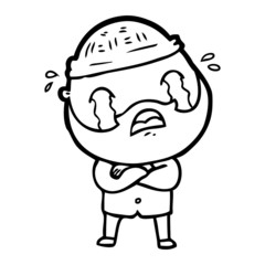 cartoon bearded man crying